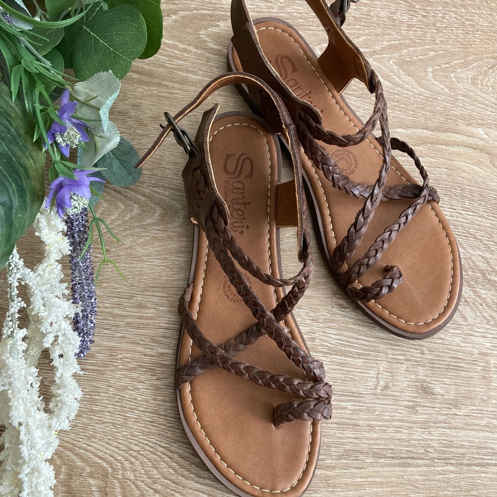 Mexican braided genuine leather strappy sandals, excellent condition